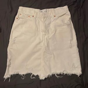 white size small zara denim skirt